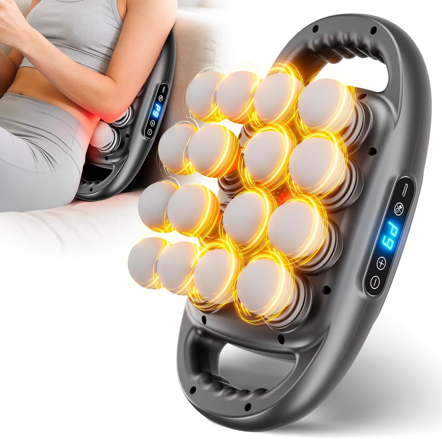 16 Head Massage Gun Deep Tissue, Quiet Back Massager for Pain Relief Deep Tissue with 9 Modes and 9 Intensities for Back, Shoulders, Arm, Legs, Foot, Body