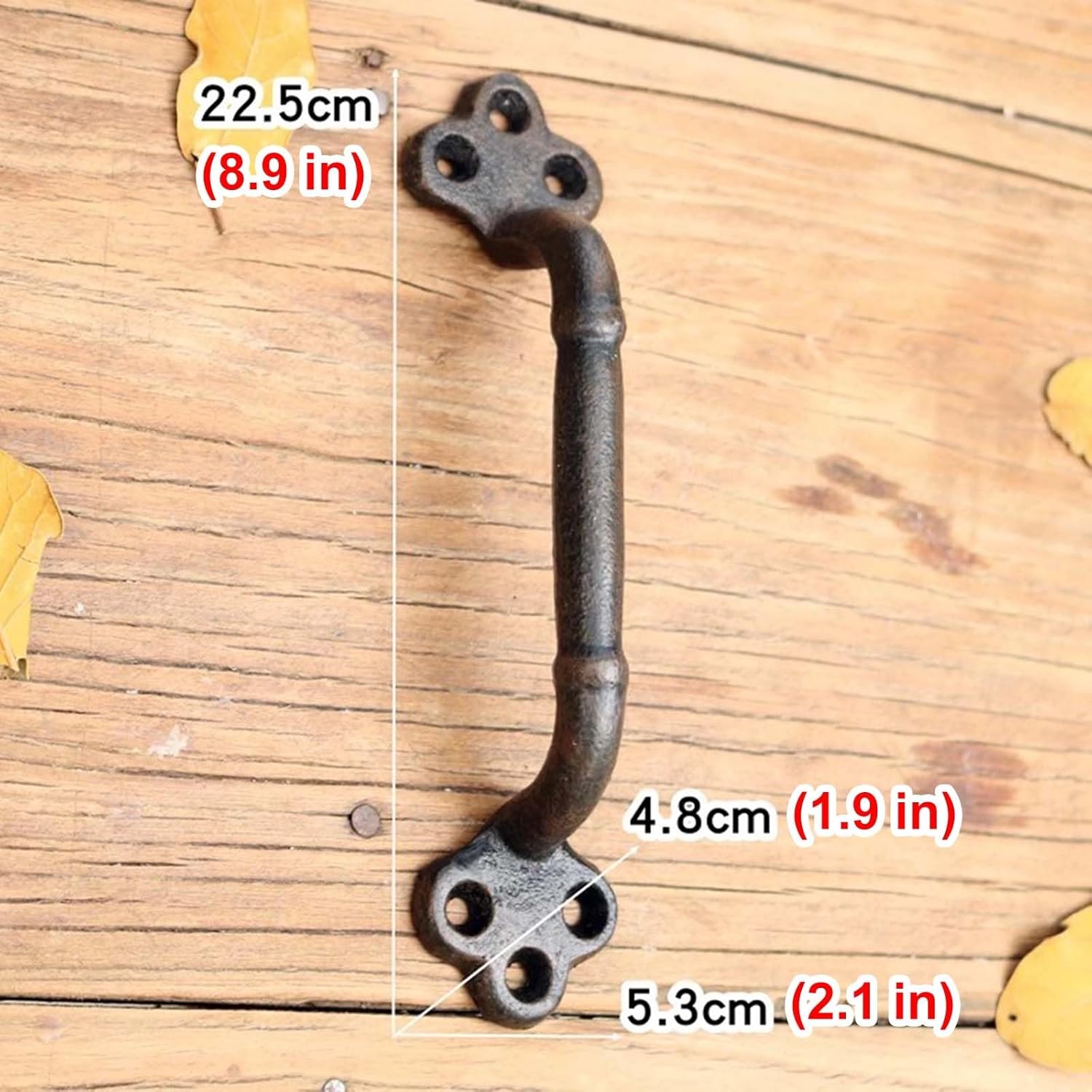 GTPBAO Solid Cast Iron Gate Handles, 2-Pack, Farmhouse Style Barn Door Handle for Fence Gate Garage Closet Drawer, 8.9" Long