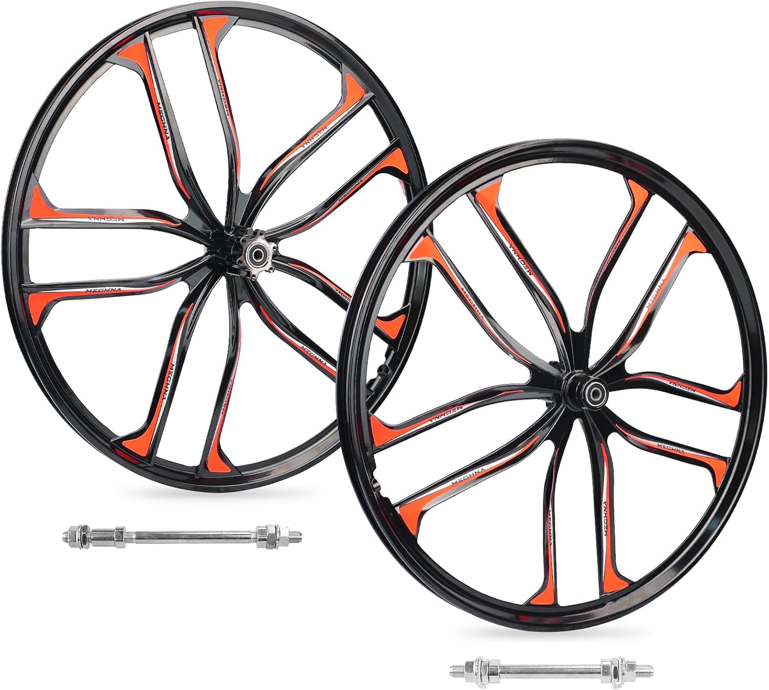 24"/26" Mountain Bike Wheelset, Lightweight Aluminum Alloy Disc Brake Wheels, 10 Spokes, 7-12 Speeds Threaded Freewheel, Universal Fit for 6 Bolts Disc Brake Mountain/Folding/Cruiser/BMX/Kids Bike