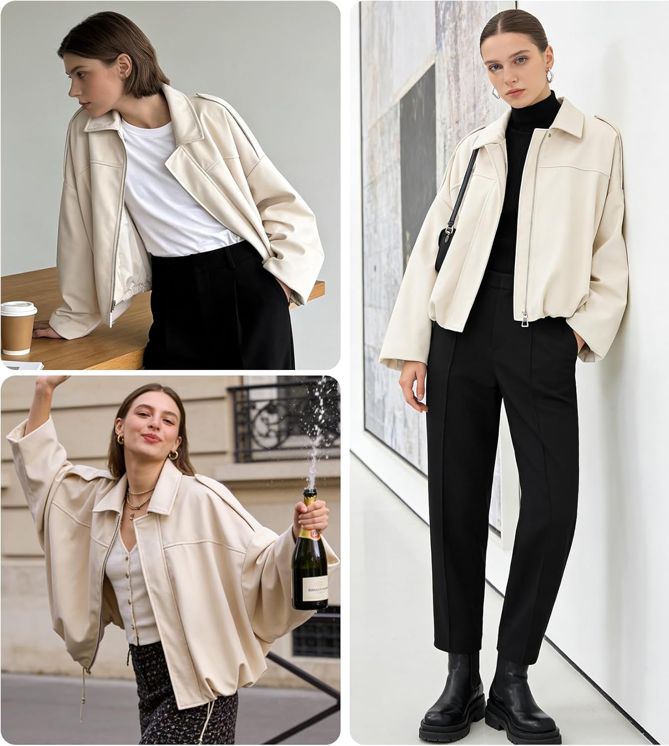 Womens Faux Suede Bomber Jacket Casual Lapel Pilot Cropped Coat Oversized Motorcycle Jackets 2025 Outerwear - Image 5