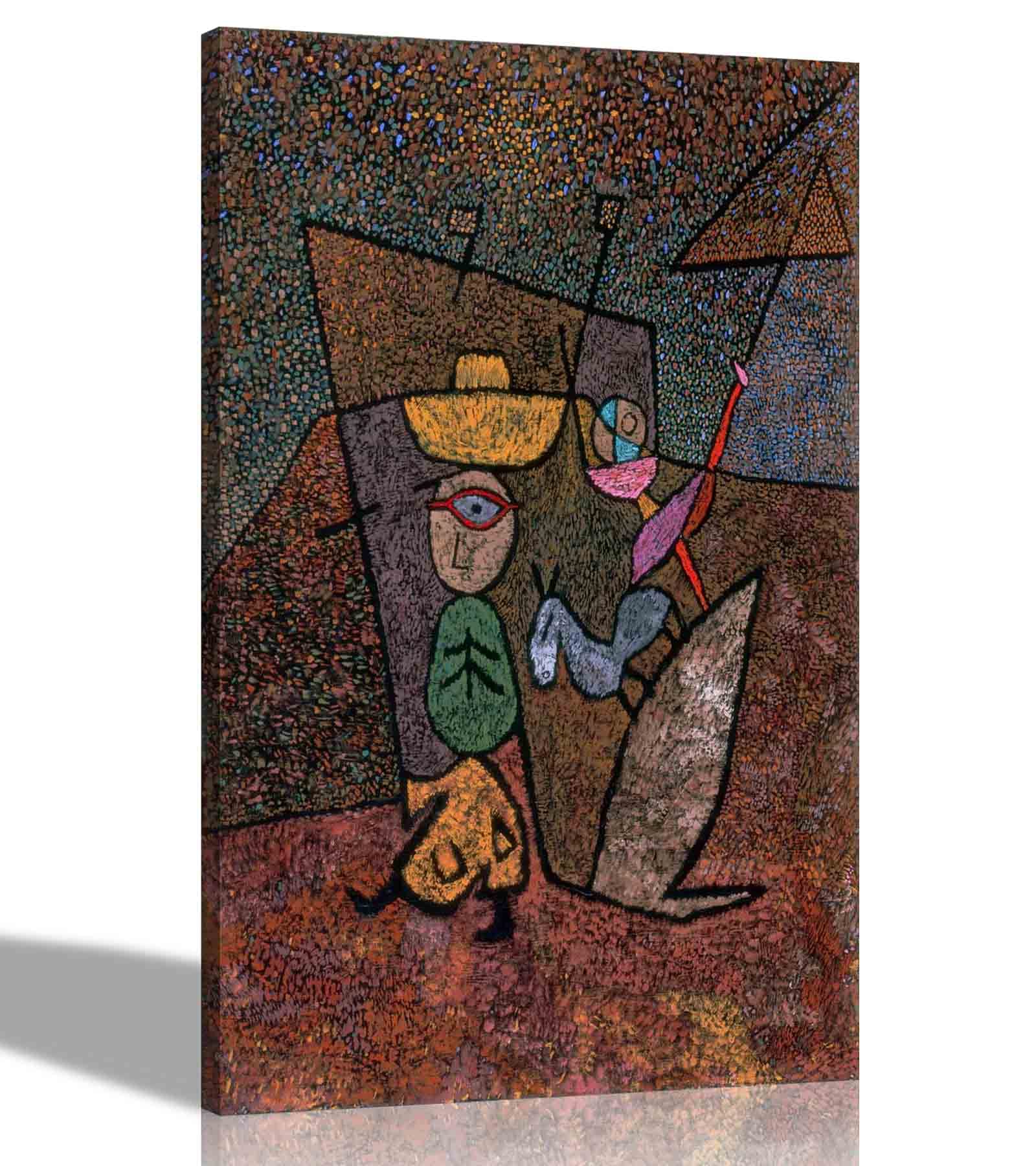 Artley Prints Black - The Traveling Circus By Paul Klee Canvas Wall Art Prints L Home, Living Room, Bedroom Decor L Expressionism Pictures Decoration 40 X 30Cm (16 X 12 Inches) A3