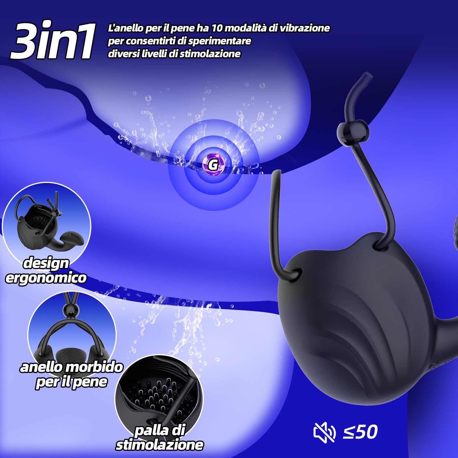 App di Telecomando Prostata Vibratoreper Sextoysys Uomo, 3 in1 Addestramento in Ritardo Vibratore per Coppia Sex Toys, con 10 Vibrazioni Modalità Anello Vibrante per il pene Plug Anale