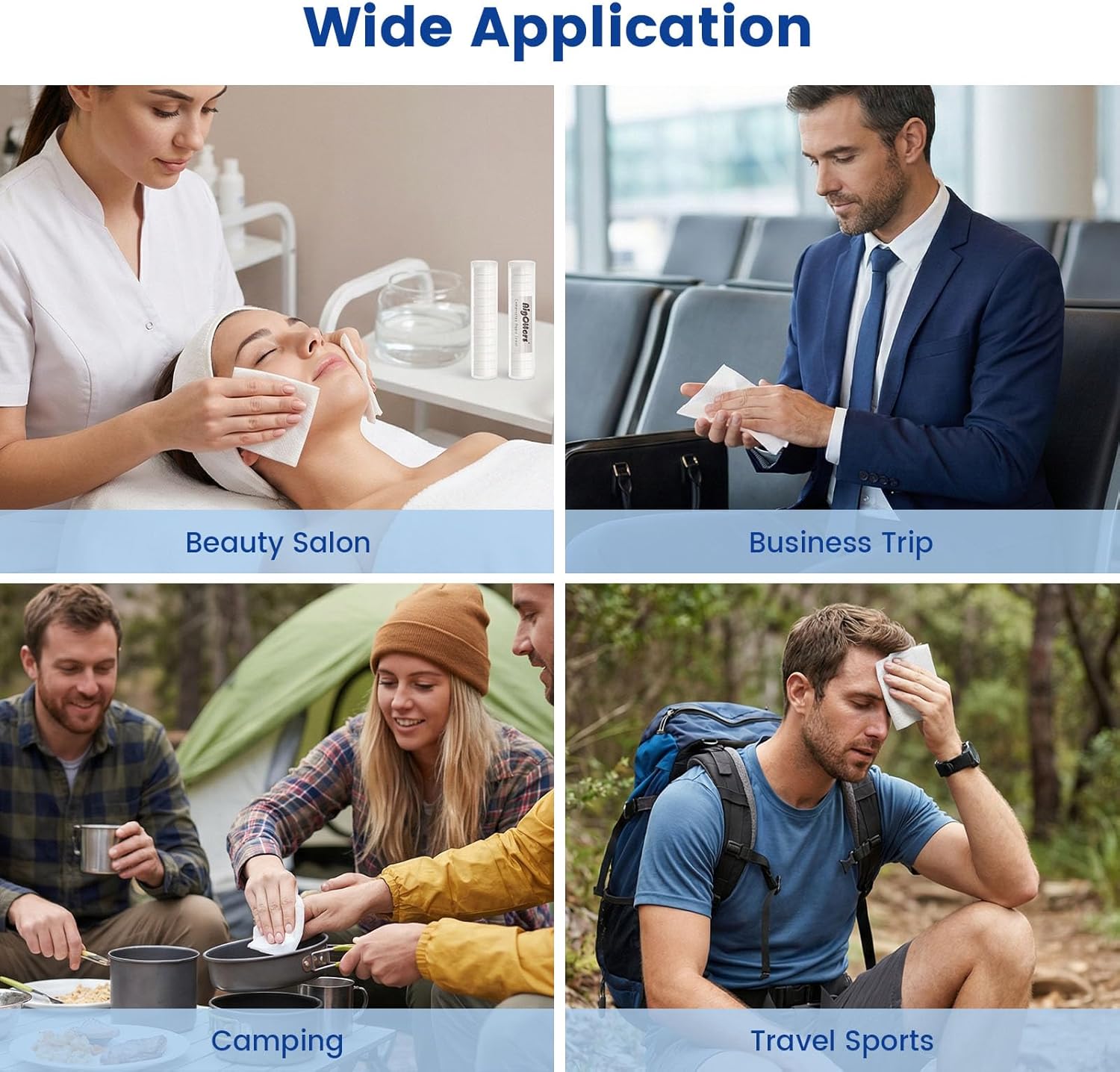 BigOtters Compressed Towels, 100PCS D isposable Face Towels for Travel Expandable Wipes Tablets with 2PCS Tube Containers for Survival Gear and Supplies Outdoors Camping Hiking Hotel - Image 5