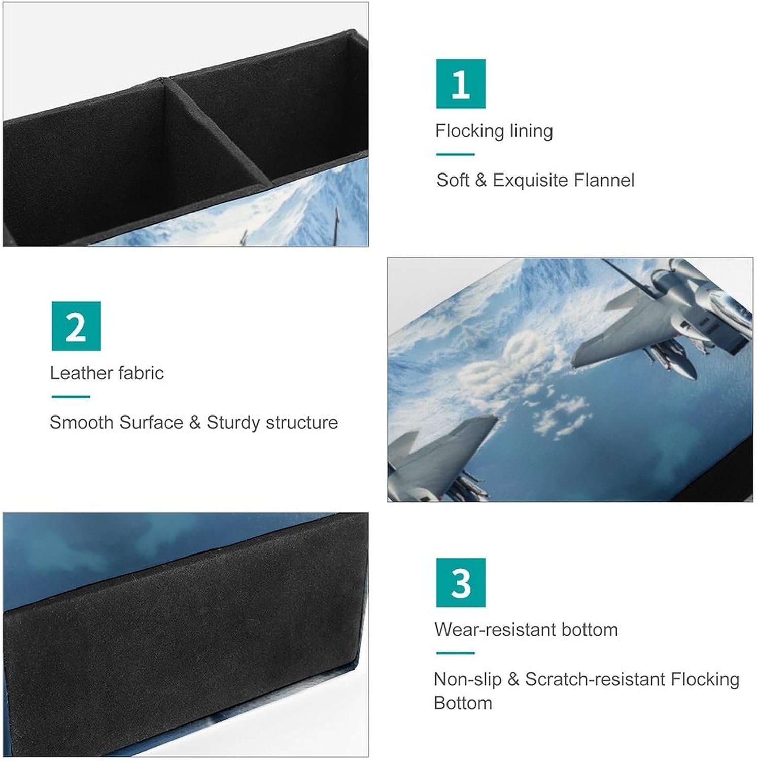 Aircraft Fighter Jet F-15 Ea-gles Flying Pencil Pen Holder PU Leather Desk Storage Organizer Makeup Brush Box