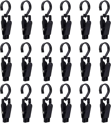 18 clips giratorios de plástico súper fuertes, colgador de rotación libre de 360 grados, ganchos de ropa para ropa, sombrero, calcetines y toallas