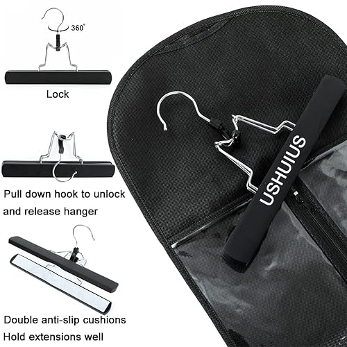 Miniatura 2 de Soporte para extensiones de cabello, bolsa de almacenamiento extra larga para pelucas con colgador para múltiples pelucas, bolsas portátiles para