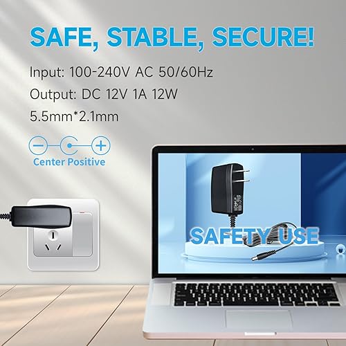 Miniatura 7 de Paquete de 2 adaptadores de fuente de alimentación de 12 V 1A1000 mA de 10 pies de largo, cable adaptador de CA a CC de 12 W con 3 puntas para tiras