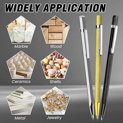 Miniatura 10 de Carburo de tungsteno Scriber - Herramienta de escritura de metal Herramienta de escritura de carburo Pluma de grabado para hoja de