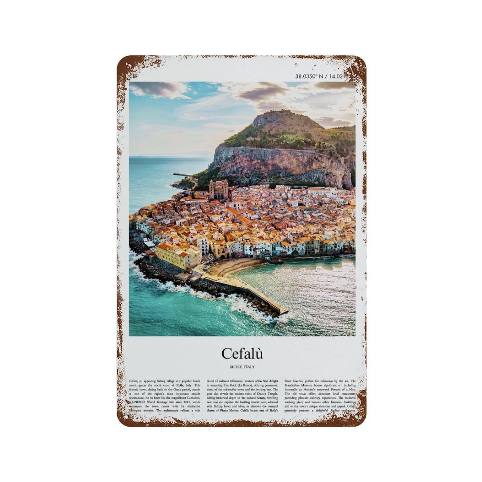xiaoxiaoshen Cefalù Sicily, Italy City Scenery Wall Decor Art Metal Tin Poster Modern Home Decor Art Home Bar Shop Decorations Vintage Sign 30x20cm