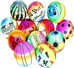 Bolas Infláveis de PVC, 10 Unidades, Multicoloridas, para Piscina e Praia, Design Esportivo com Padrões Coloridos, à Prova d'Água BEBÊ PRESENTE ANIVERSÁRIO FESTA