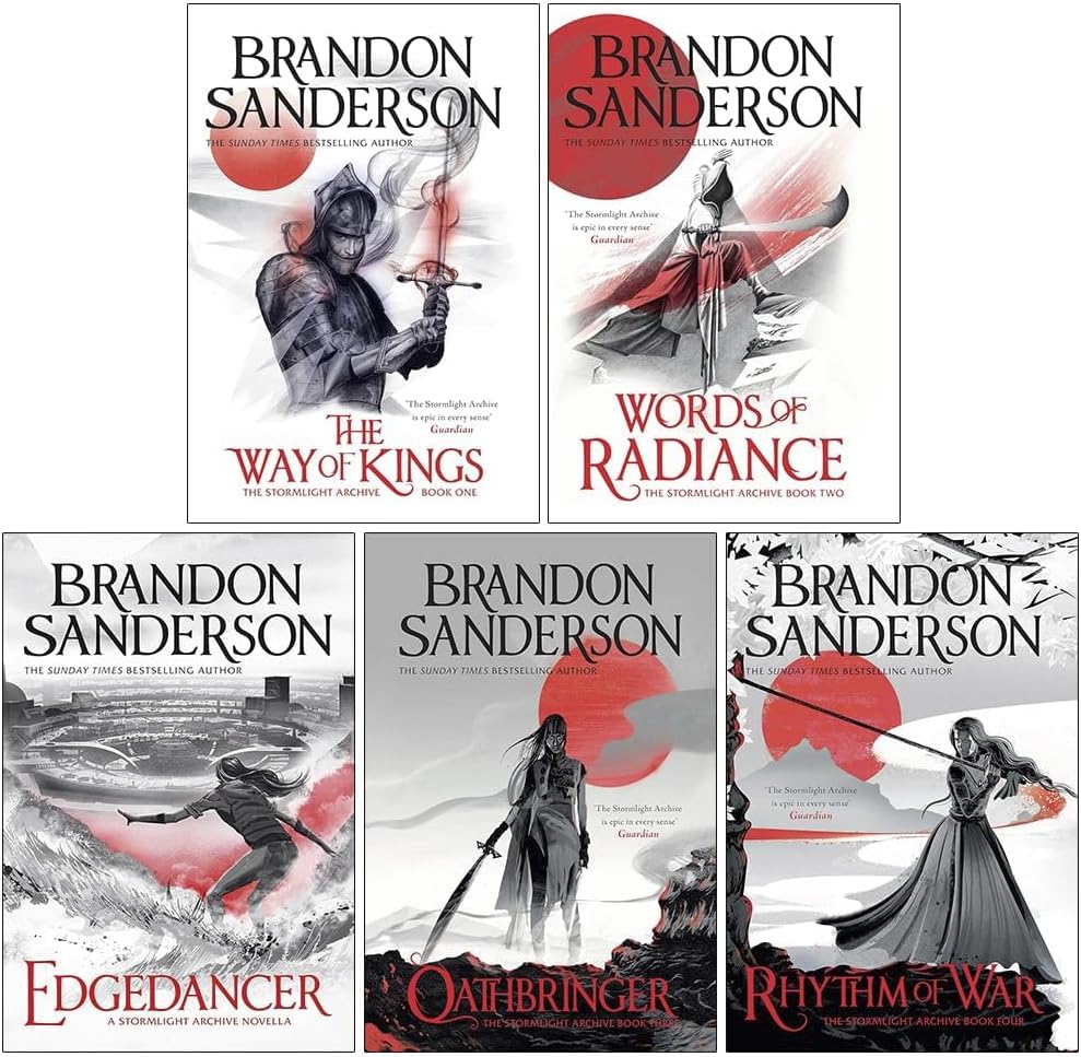 The Stormlight Archive Series 5 Books Collection Set by Brandon Sanderson (The Way of Kings Book 1, Words of Radiance Book 2, Oathbringer Book 3, Rythm of War Book 4 & Edgedancer)