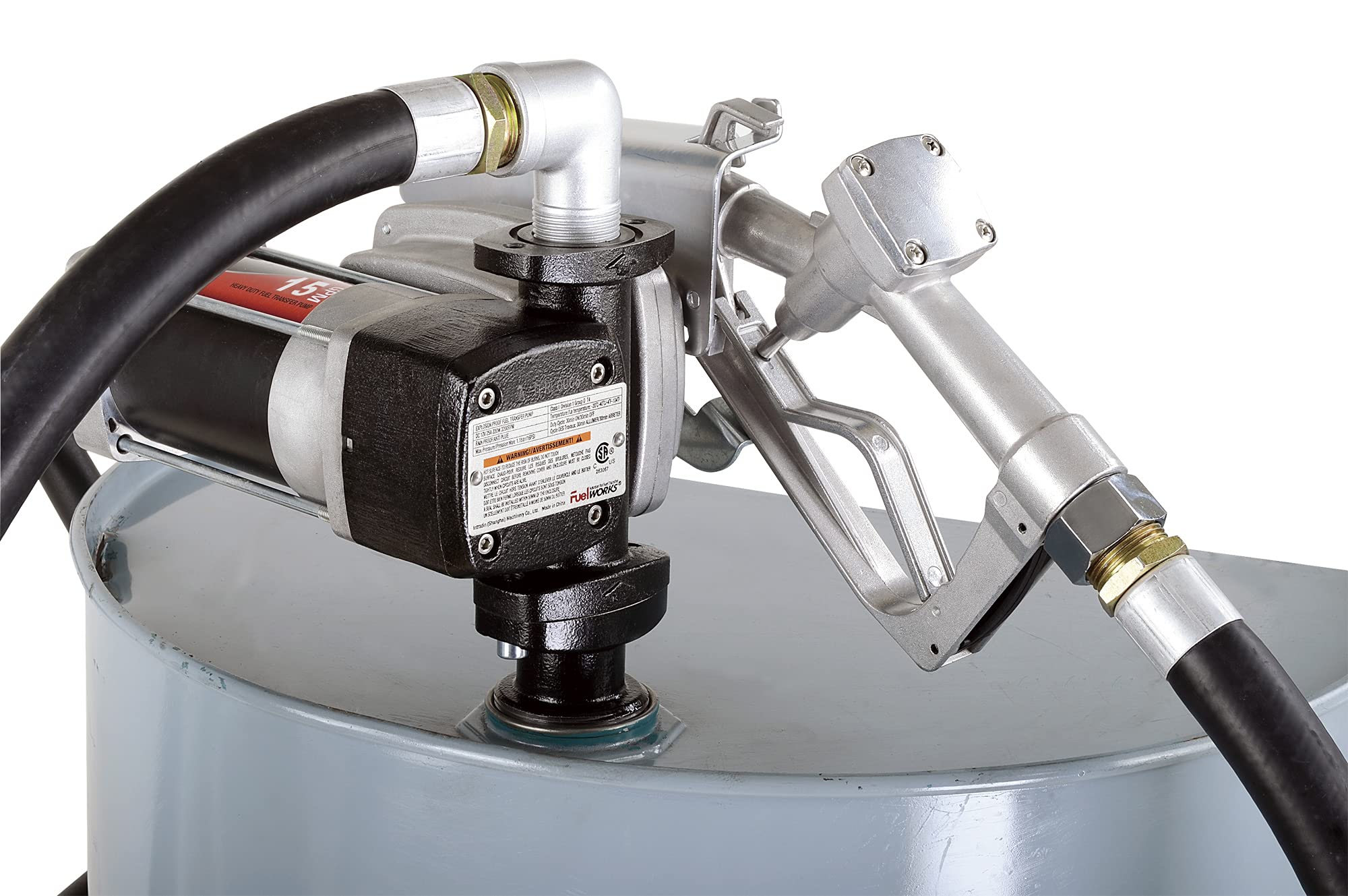 Fuelworks DC 12V 20GPM/120V AC 20GPM Fuel Transfer Pump Kit w/14' Hose & Nozzle