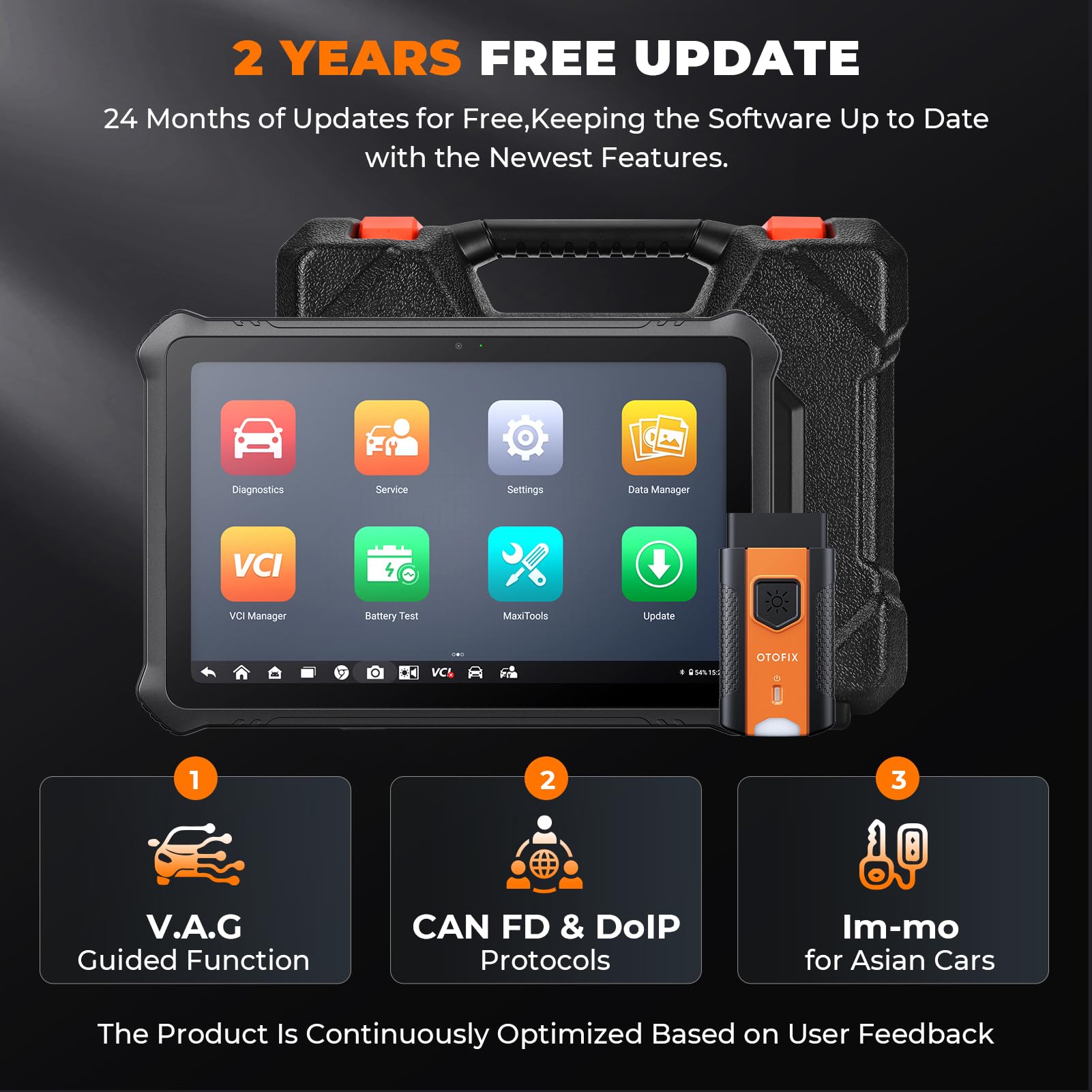 OTOFIX D1 PROS2 Obd2 Herramienta de Diagnóstico, Codificación ECU, Diagnóstico Todos Los Sistemas OE, 40+ Servicio, Control Bidireccional, Escaneo Automático 2.0, CANFD y DOIP, Actualización de 2 Años