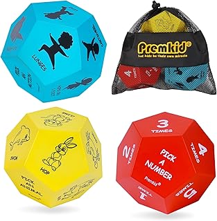 Premkid Exercise Dice for Kids,12-Sided Giant Foam Dice for Indoor and Outdoor Use, Kids Exercise Equipment for Classroom and Physical Education Learning, Dice Games, Yoga Dice for Preschool Games