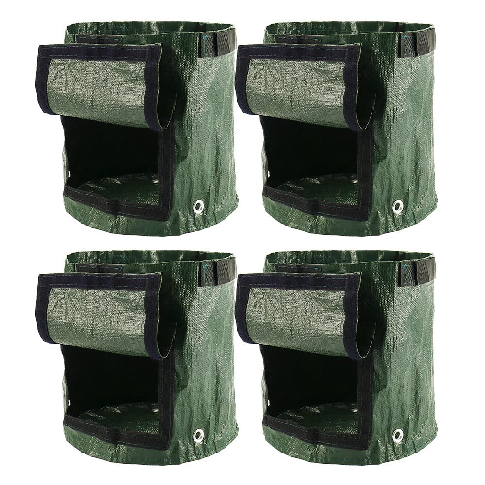 Patnfr 4Pcs 10 Gallons Garden Grow Bags Breathable Plant Bags With Flap And Handles Planting Sacks Outdoor Growing Bag For Vegetable Potato Strawberry Carrot Onion Tomato Greenhouse (4Pcs)