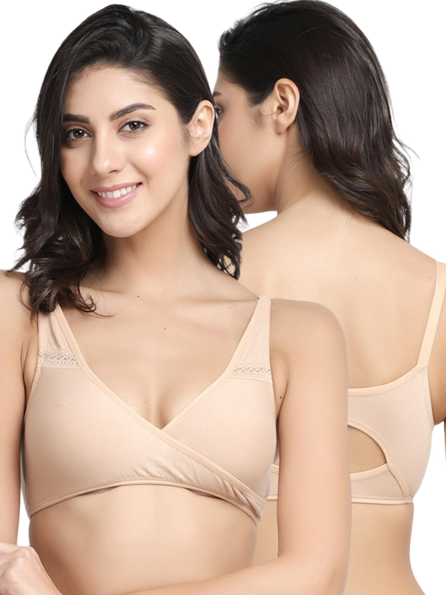 Inner Sense Organic Cotton Bamboo Nursing Bra for Women I Overlap Feeding Bra with High Coverage and Wire-Free Design I Sleep Maternity Wear Without Padding-image-46