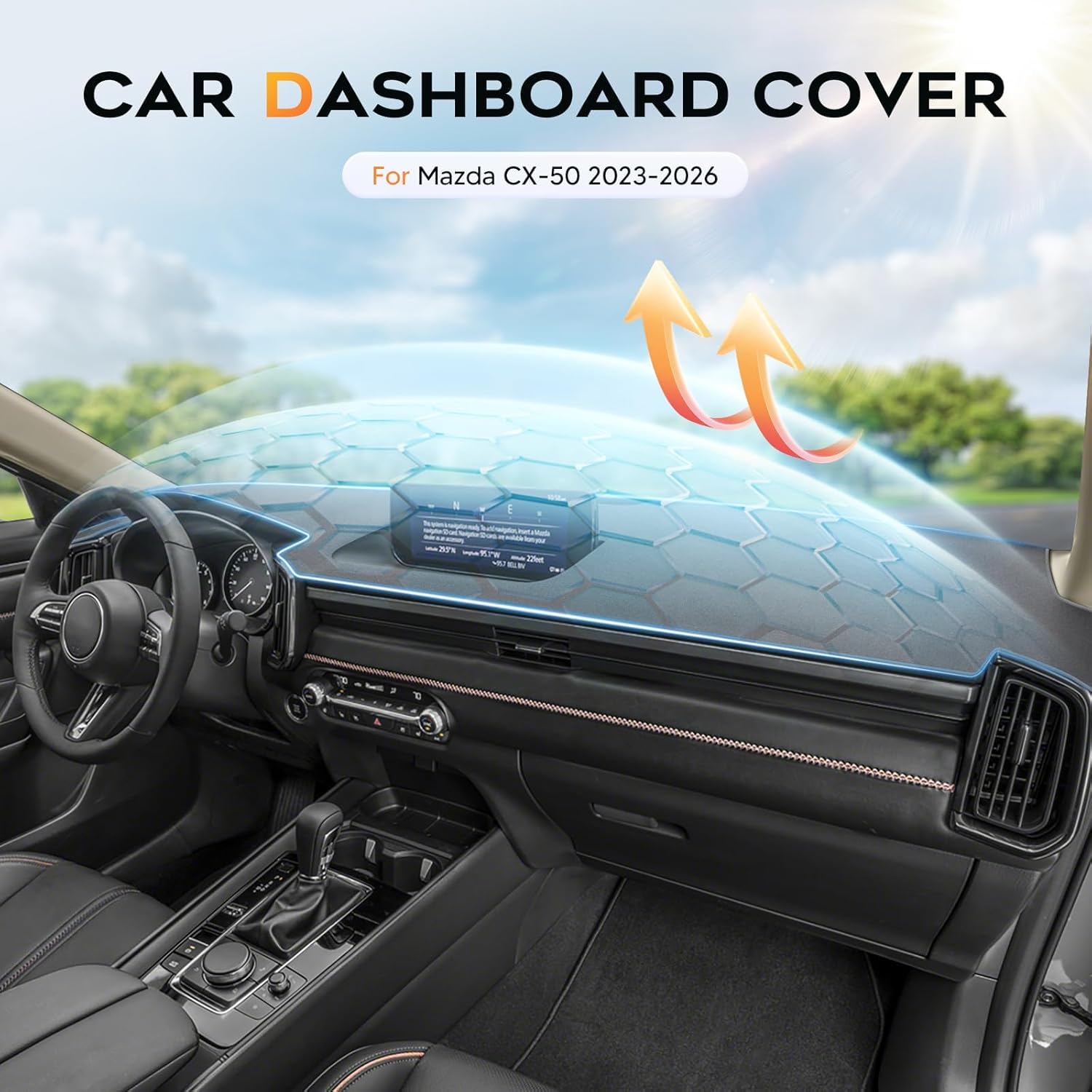 Cartist Gray Dash Cover for 2023-2026 Mazda CX-50 Dashboard Cover Accessories Premium Anti-Glare CX-50 Dash Mat Non-Slip Airbag Safe Sun Shade Interior Protector