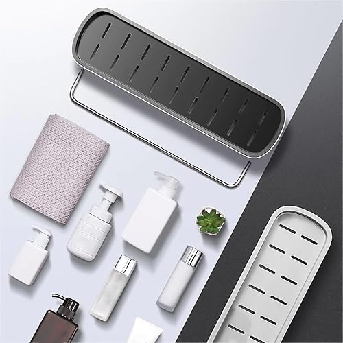 Miniatura 6 de Estante de almacenamiento de baño sin taladros, estantes adhesivos de baño, estante de pared de baño, organizador de ducha simple con toallero