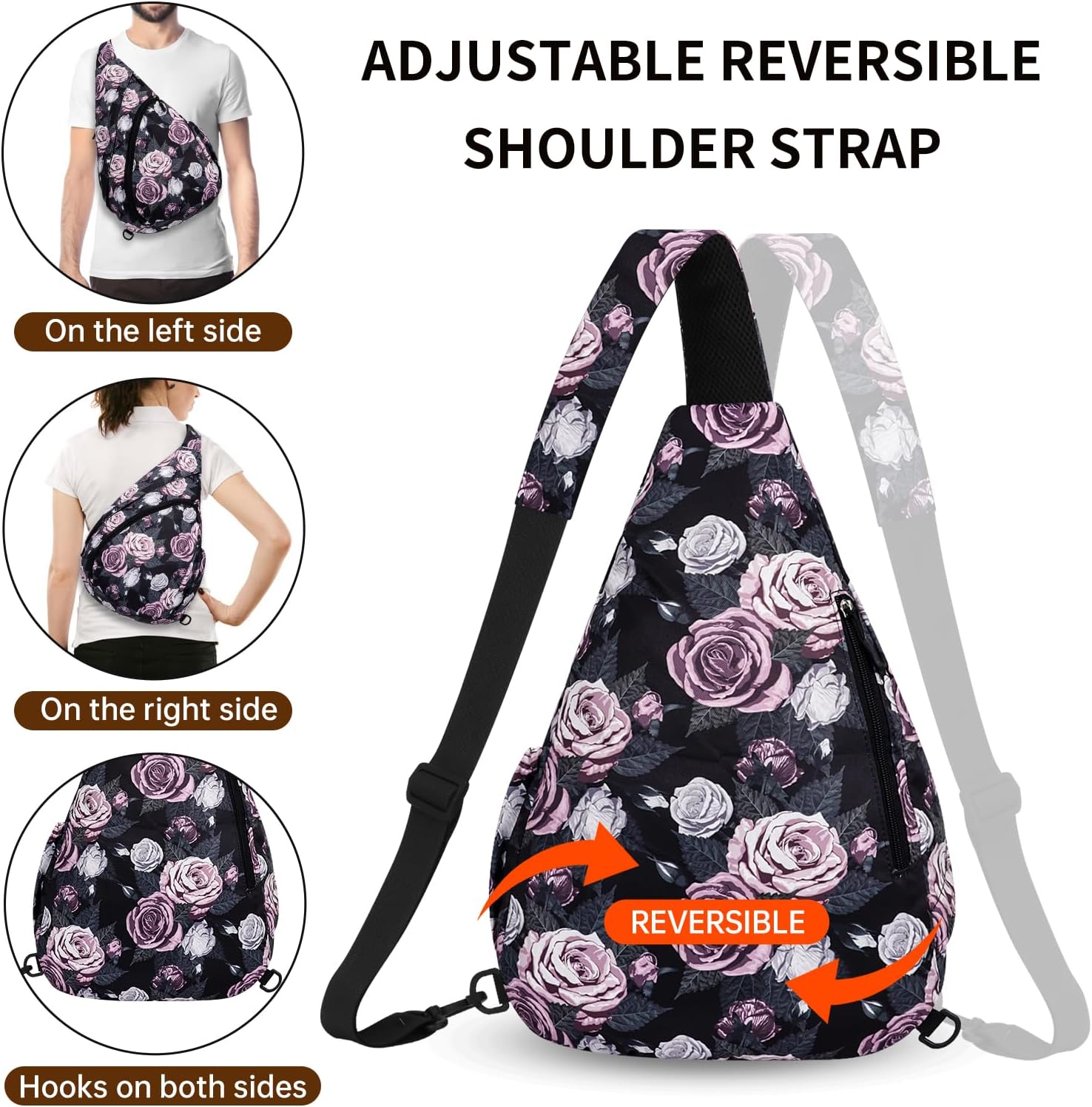 HUA ANGEL Crossbody Sling Bag for Men & Women Lightweight Waterproof Chest Shoulder Bag for Travel Hiking & Everyday Use - Image 5