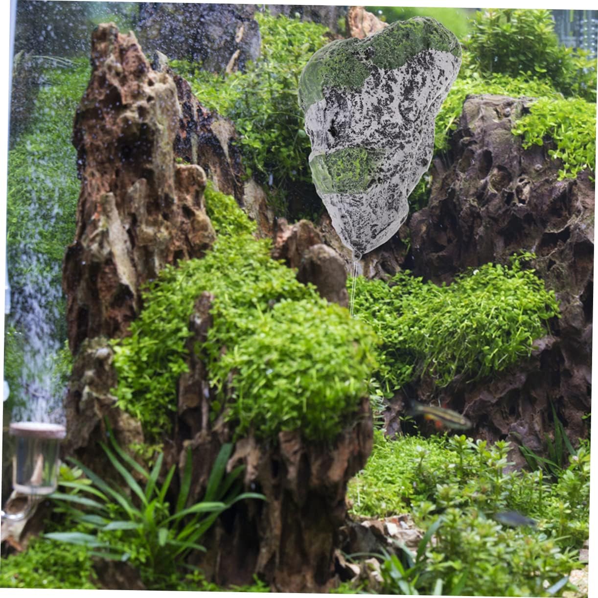 Artificial Moss, Simulated Mossy Floating Stone for Aquarium Artificial Stone Decor for Fish Tank for Aquatic Plants and Aquascaping Size with Realistic Moss Texture