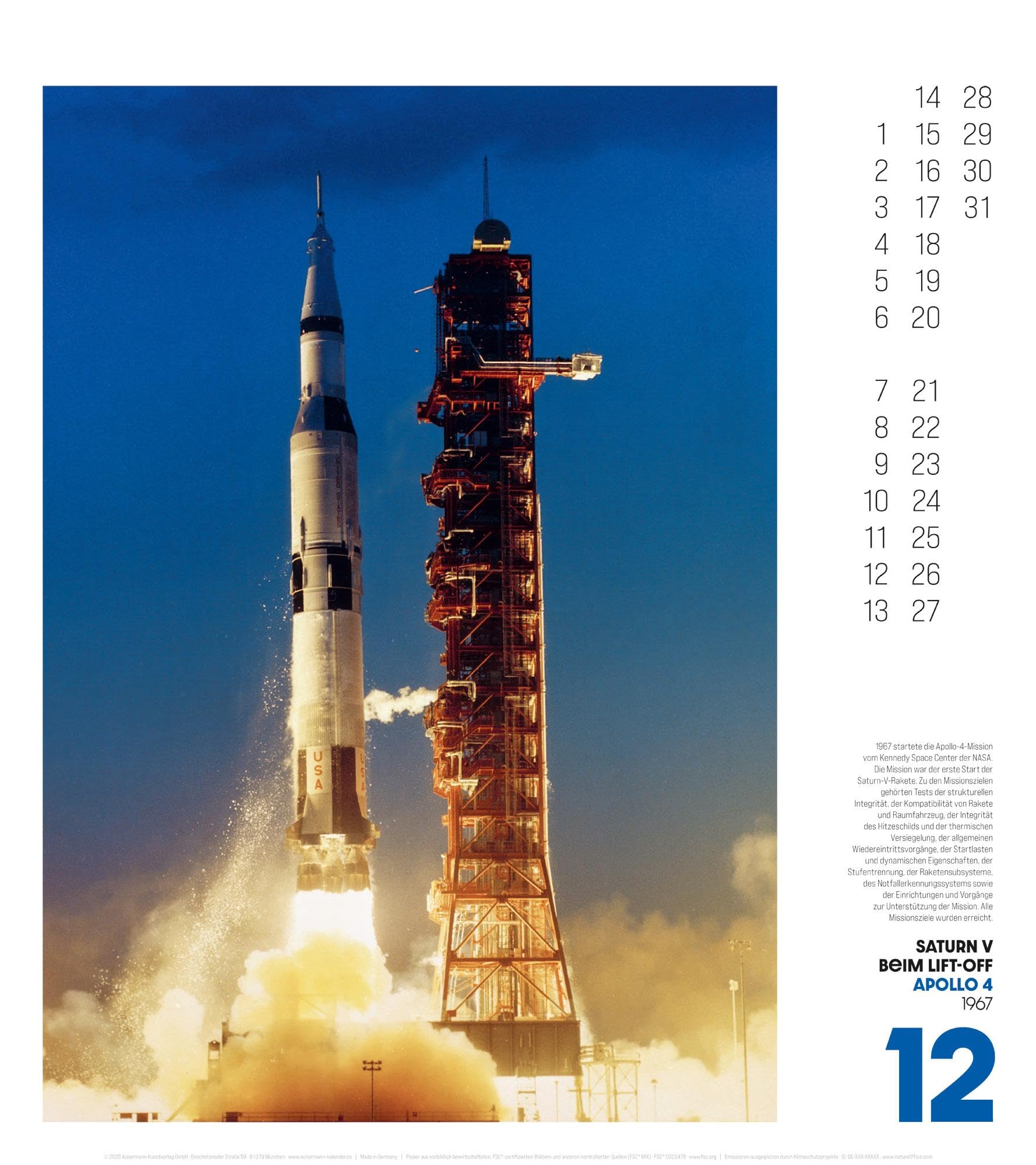 The Apollo Archives Kalender 2026 | Informativer Raumfahrt-Kalender im großen Hochformat (48x54 cm) | Analogfotografie der NASA