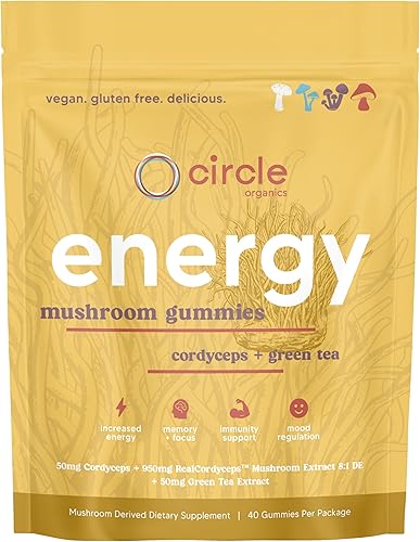Gomitas Energy Mushroom 40 unidades - Cordyceps + té verde para un impulso de energía natural