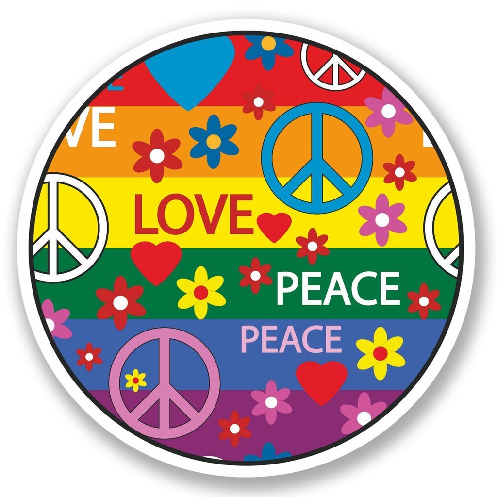 2 x 10cm/100mm Peace Love Vinyl Sticker Decal Laptop Travel Luggage Car Bike Sign Fun #5353