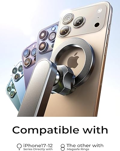 Miniatura 8 de LISEN Magsafe - Soporte magnético para iPhone 17 Air de 360 grados, soporte para salpicadero, soporte magnético para salpicadero de automóvil,