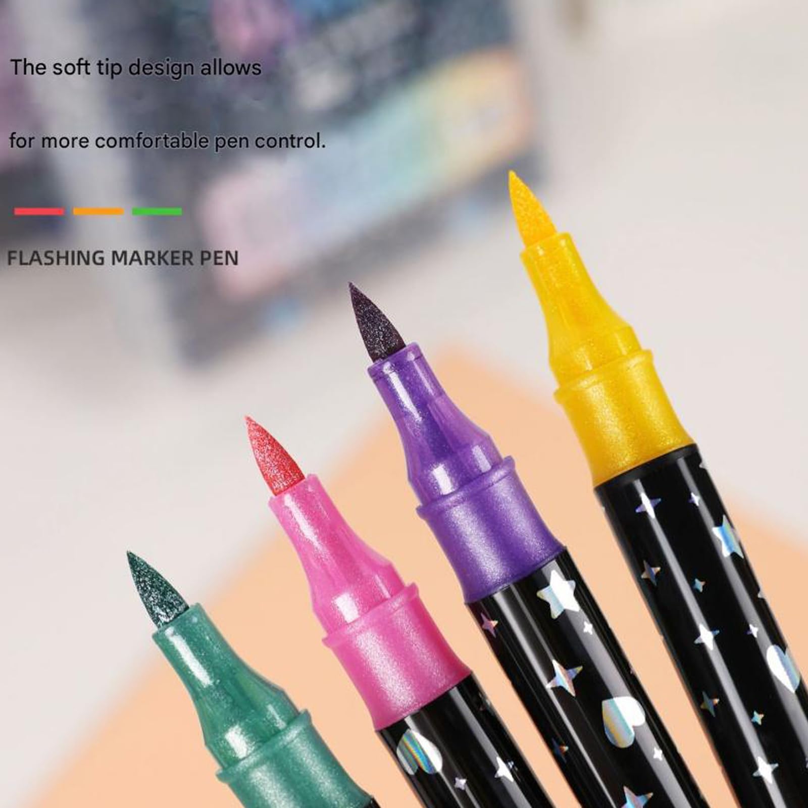 1 Set glitzernde Acryl Marker, flexible Spitzen, wasserfester Marker für kräftige Farben und schimmernde Effekte beim Basteln, Zeichnen, Gel Szintillat Marker