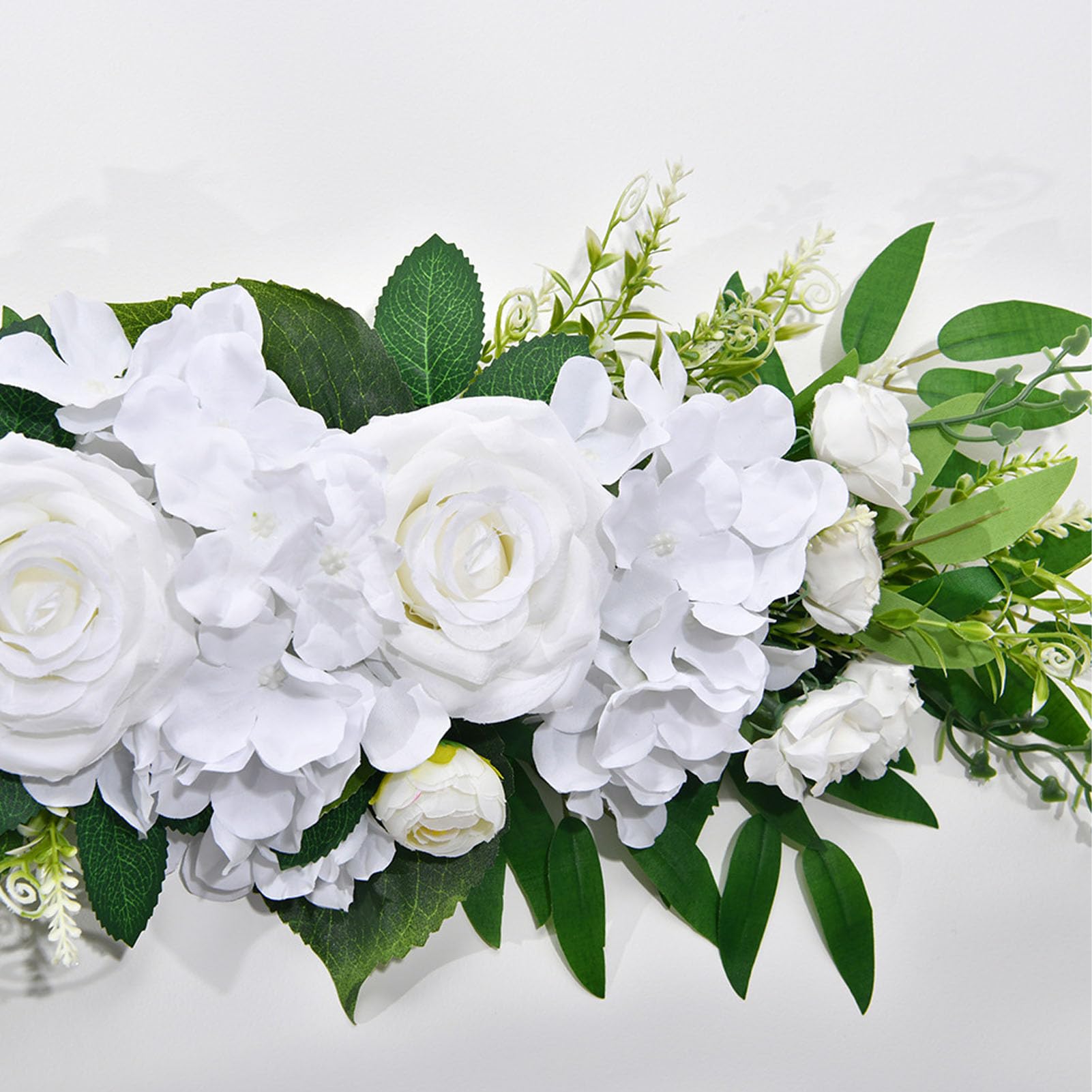 Kadimendium Decorazione di Fiori di Rosa Artificiale con Eleganti Petali di Seta per Sedia Nuziale e Decorazione da Tavolo 70x15 Cm (Bianca)