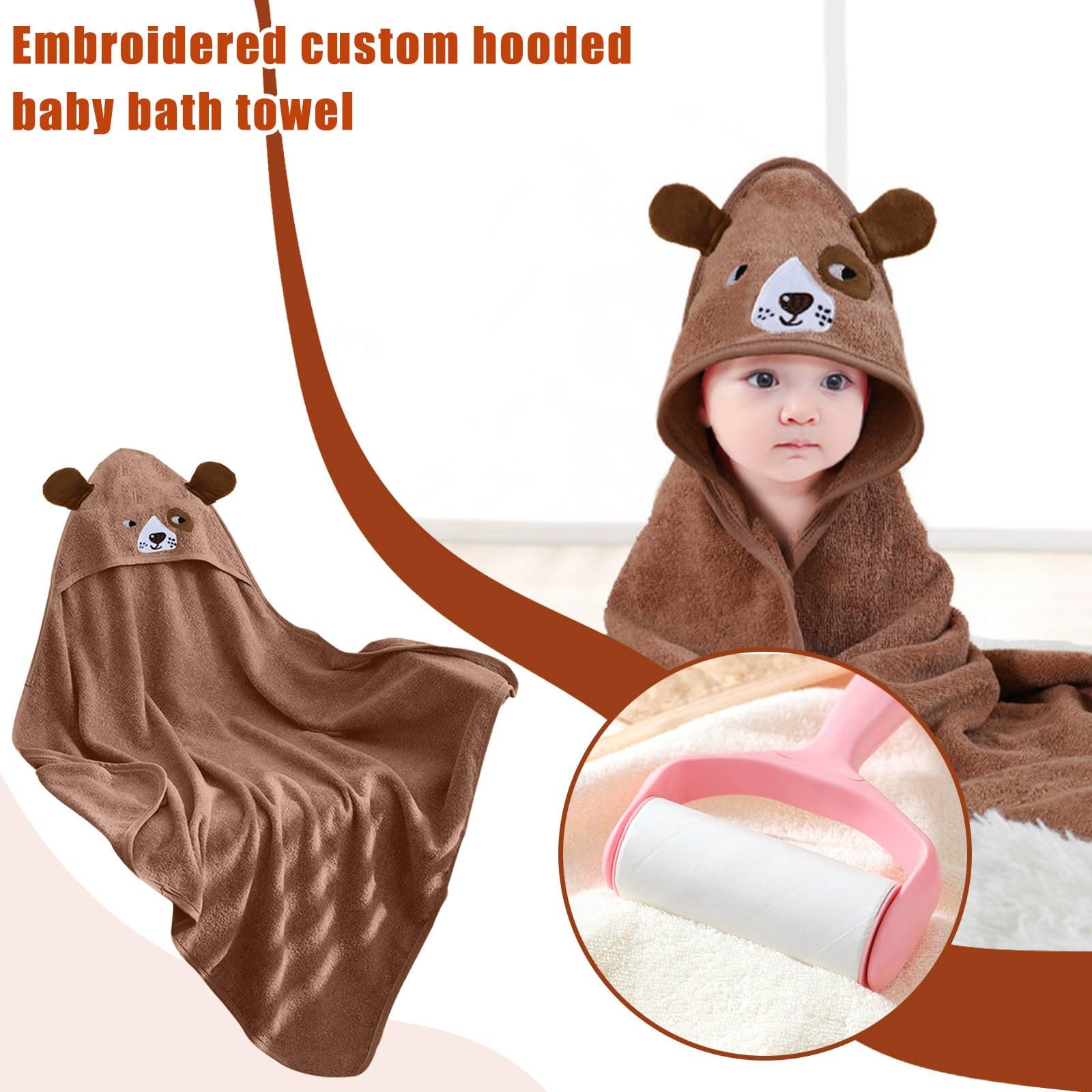 Générique Cape de Bain Bebe Personnalisable - Brodé avec Nom, Cadeau Naissance Personnalisé, Cadeau Personnalisé Bebe, Sortie de Bain Bebe Douce et Sûr, pour Bain Bebe et Bébé Dort (Marron)