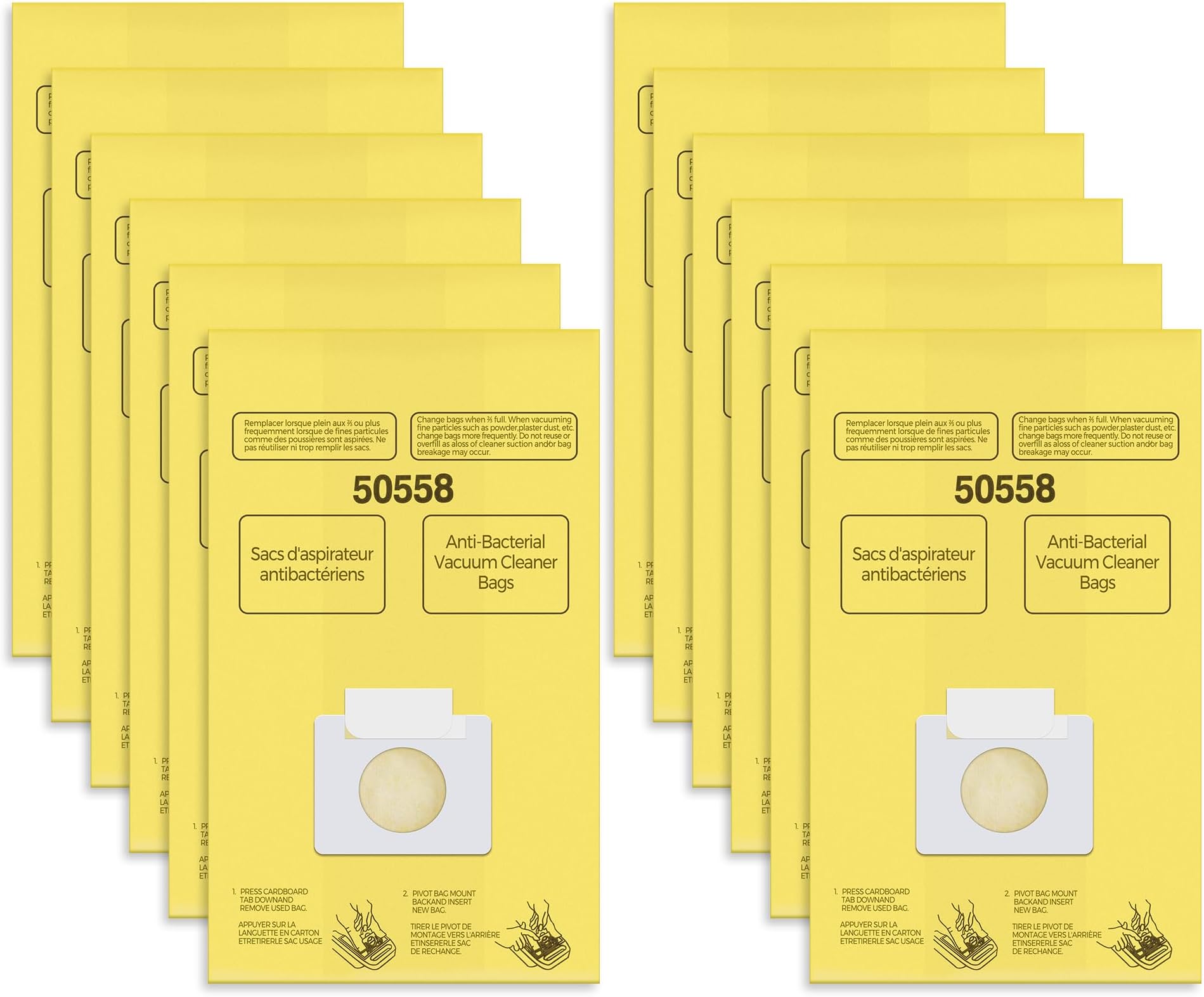 Vacuum Bags Replacement for Kenmore Canister Type C/Q Vacuum | Compatible with Kenmore Canister Type C/Q 5055, 50555, 50557, 50558 and Panasonic Type C-5, C-18 Vacuums, 12 Pack