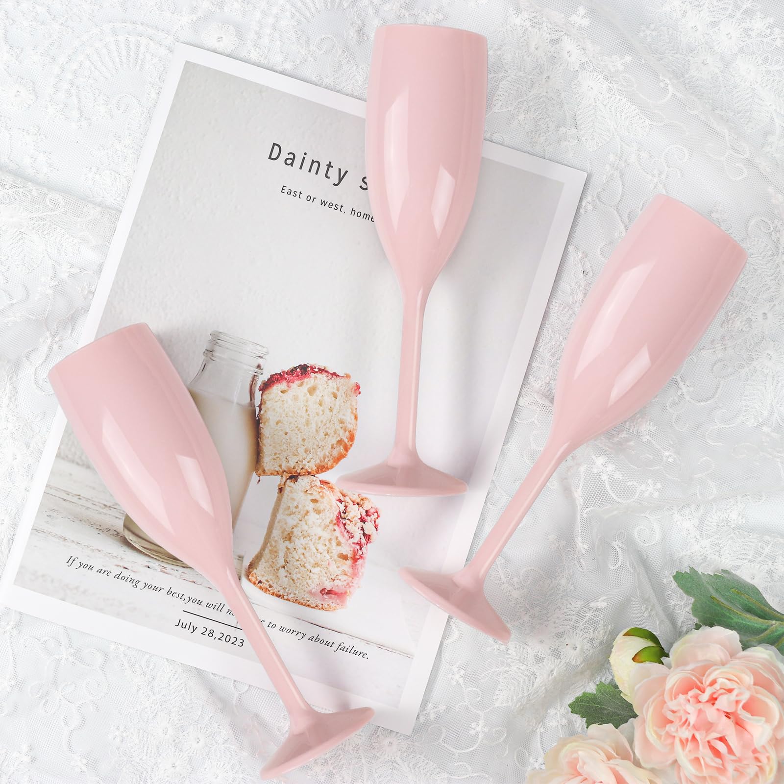 Lot de 12 flûtes à champagne réutilisables en plastique incassable pour mariage, Noël, fête d'anniversaire - 153 ml