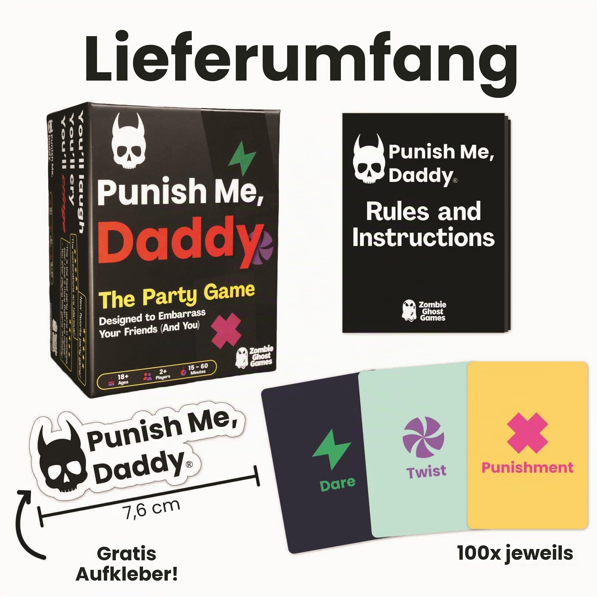Punish Me, Daddy - Wildes Partyspiel für Erwachsene ab 18 Jahren, lustige Pflichten, Drehungen und Strafen, lustiges Kartenspiel für Partys, Spielabende und Trinkspiele, leicht zu lernen