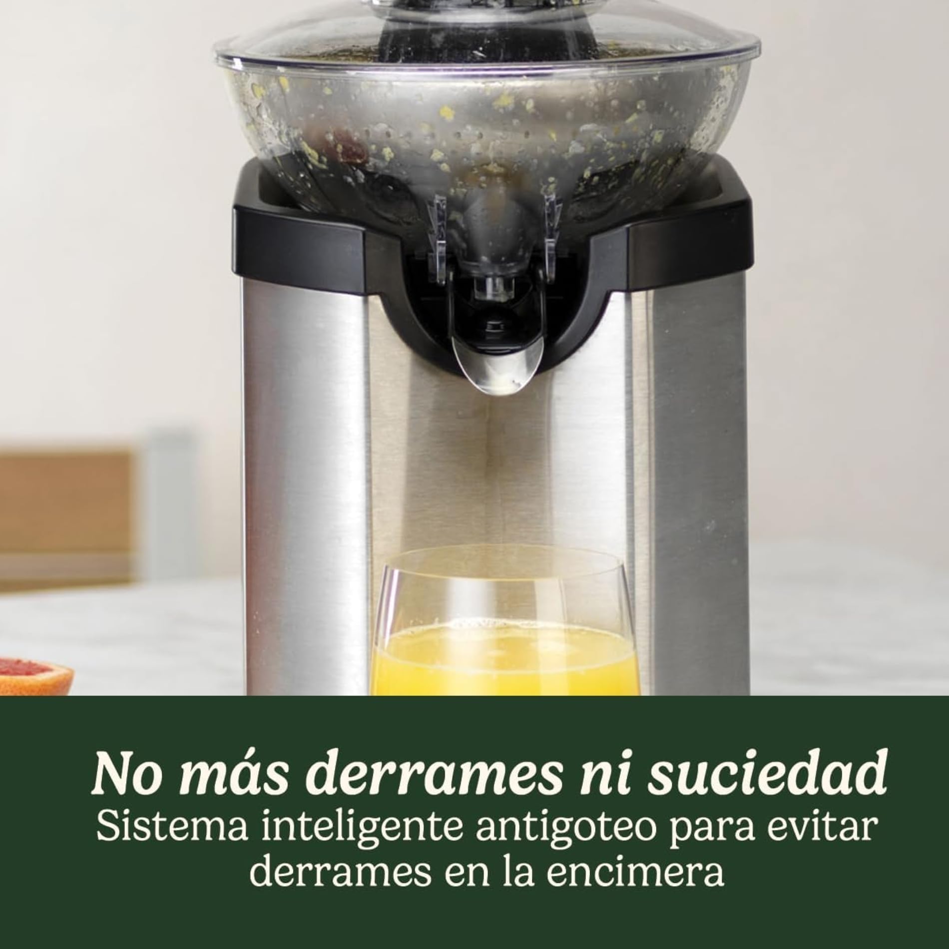 Cuisinart Prensa Eléctrica de Cítricos | Exprimidor de Frutas de todos los tamaños - Naranja, Limón, Lima, Pomelo | Sin goteo | Apto para lavavajillas | Tamaño compacto | Acero inoxidable