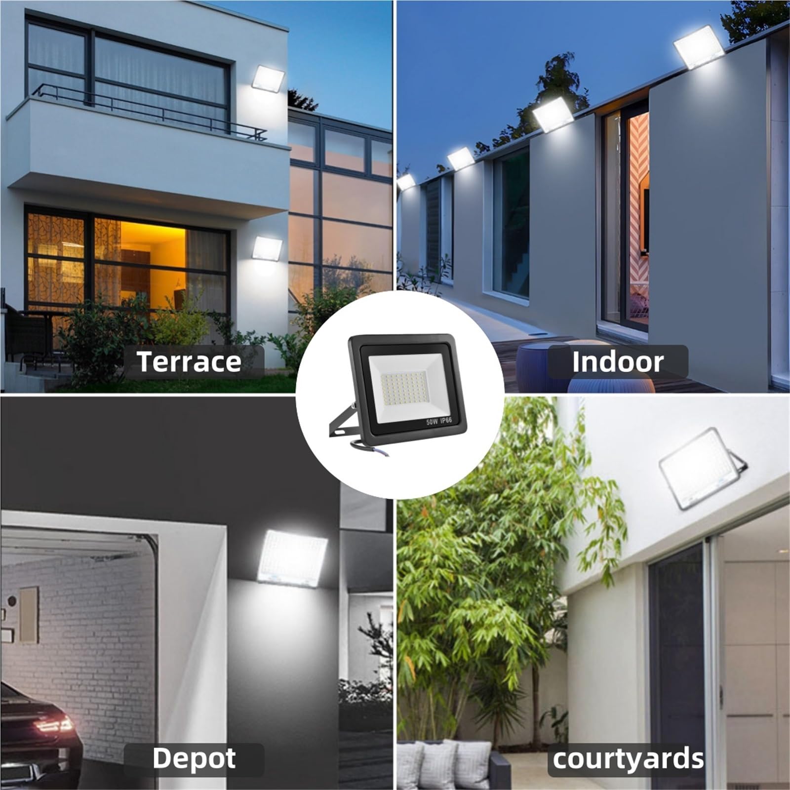 Foco LED de 50 W Exteriores Resistente al Agua IP66 for iluminación Comercial for estadios Patios estacionamientos etc(6pack)