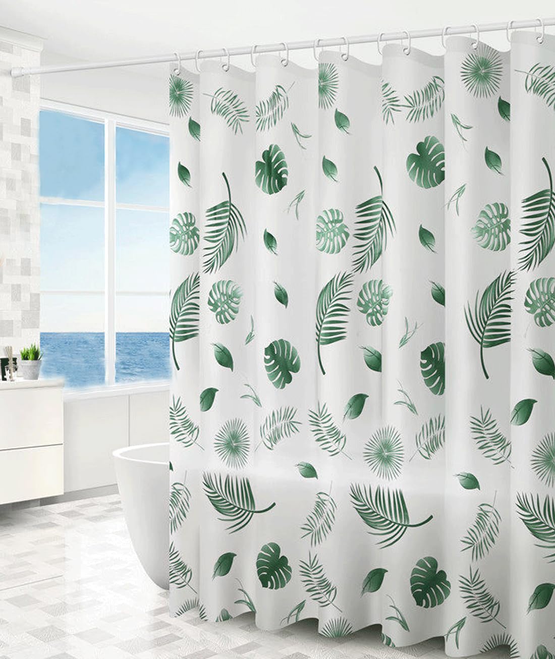 Happy Go-Mart Shower Curtain Mould Proof Mildew Resistant, Bathroom Curtain with Hooks,Waterproof Bathtub Curtain Liner 180x180cm (color 4) — image 1