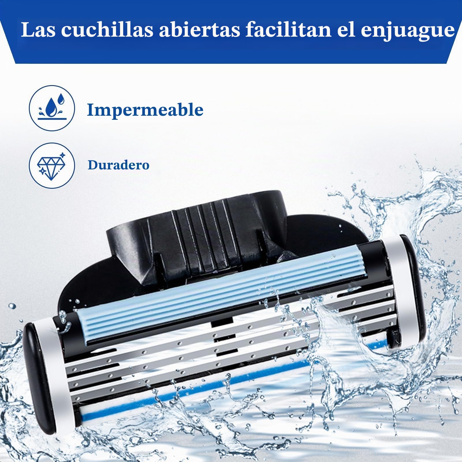 Pack de 12 Cuchillas Recambio, Recambio, Afeitado Preciso y Confortable, Cuchillas de 3 Capas con Doble Lubricación, Ideal para Uso Diario y Profesional, Indicador de Cambio