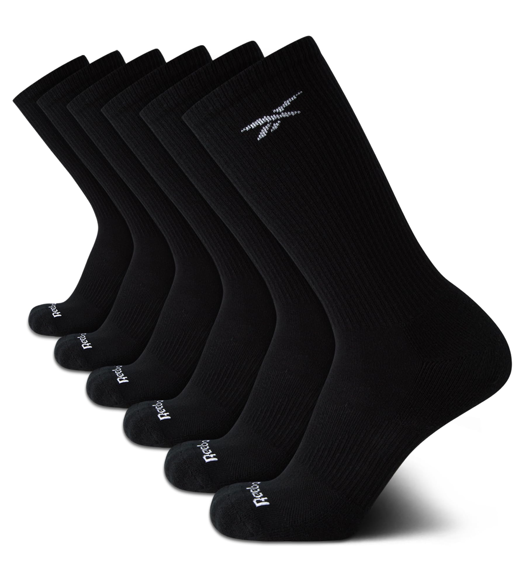 Reebok Men's Athletic Socks - 6 Pack Targeted Cushion Crew Socks - Breathable Cotton Blend Socks for Men (Shoe Size: 6-12.5)