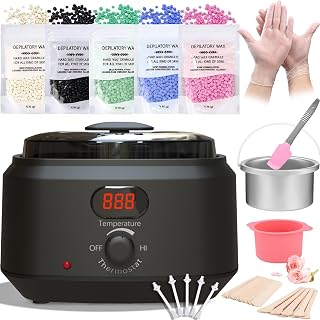 Ad – Waxing Kit for Women and Men, Hair Removal Kit with Wax Warmer, 5 Bags of Hard Wax Beads, Silicone Bowl, Si...