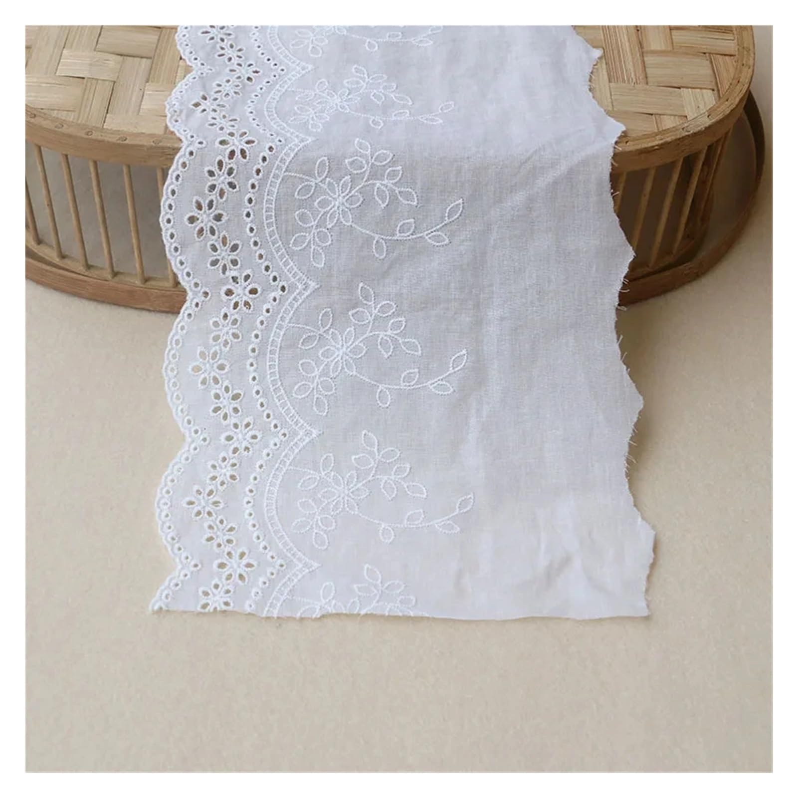 Cinta de Encaje 19,5 cm algodón puro 1 yarda encaje de blanco material ancho a mano cortina tela accesorios DIY para Decoración de Bodas(9.8-10yards)