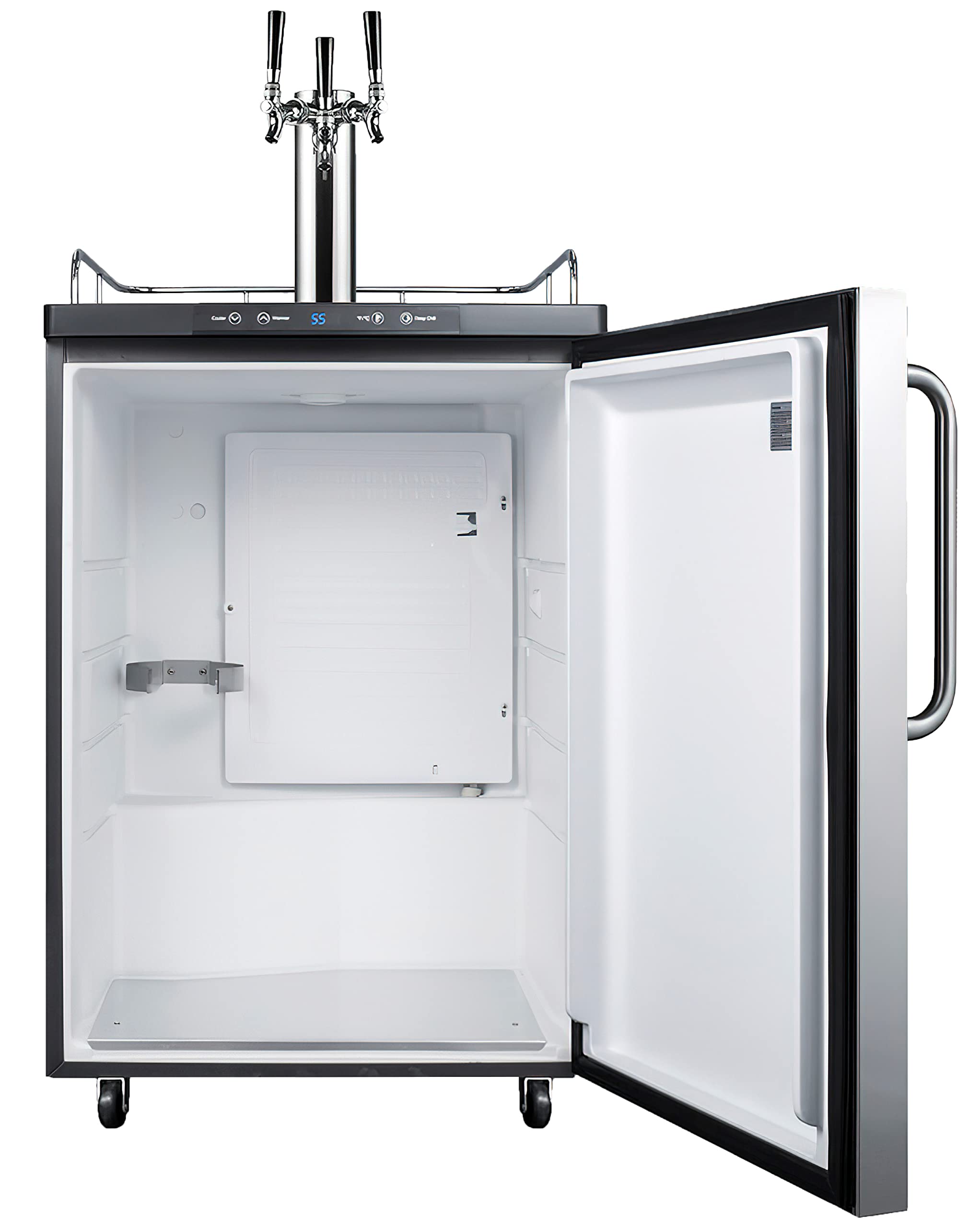 Summit Appliance SBC635MSSTBTRIPLE 24" Wide Kegerator, Full-Sized Beer Dispenser, Triple Tap System, Fully Finished Black Cabinet, 5.6 cu. ft Capacity, Tap Kit Included, Stainless Steel Wrapped Door