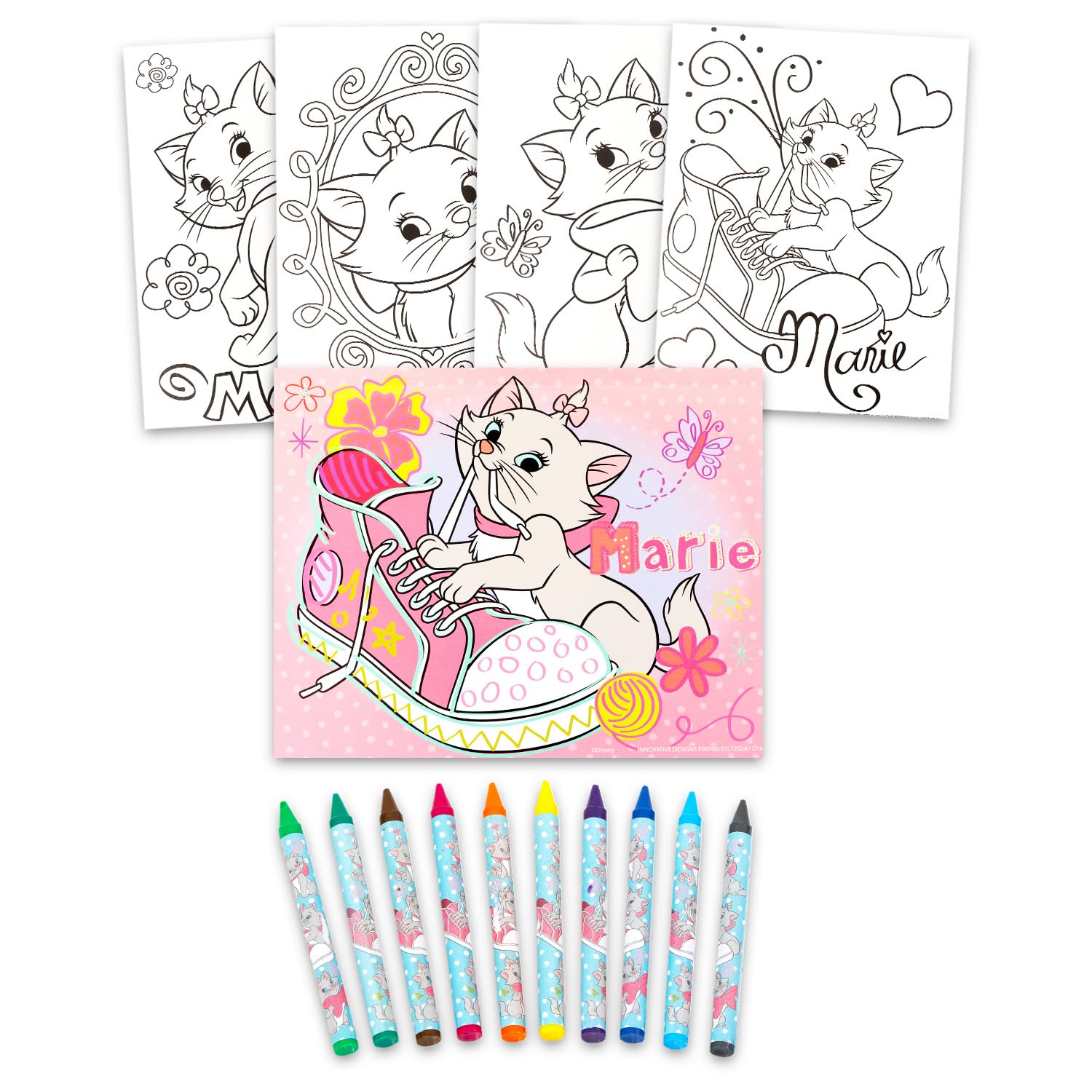 Disney Aristocats Malaktivitätsset – Paket mit Marie Malvorlagen, Markern, Aufklebern, mehr für Kinder, Kleinkinder, Mädchen | Marie Aristocats Kunst- und Bastelset