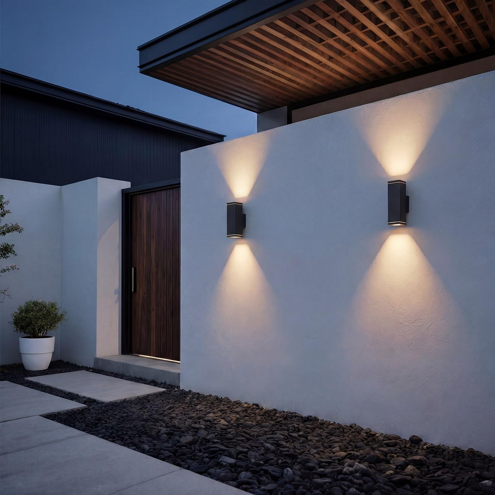 Klighten 2 pcs Applique Murale Exterieur/Interieur GU10, Aluminium Up/Down Éclairage Exterieur, IP65 Lampe Murale pour Terrasse Couloir Entrée, 26 x 13 cm, Ampoule non Incluse, Noir