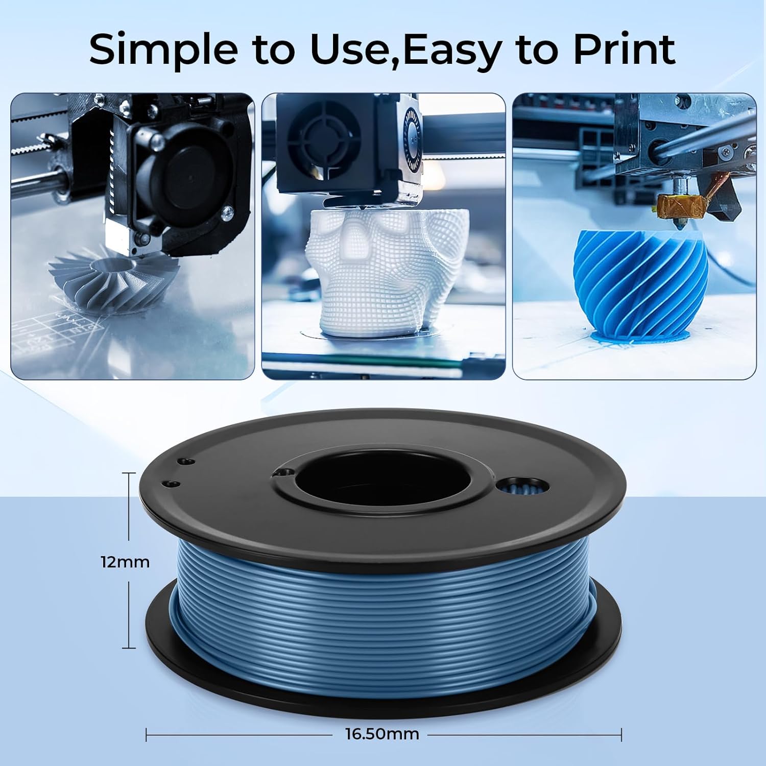 3D Printer Filament Bundle, Matte PLA 3D Printing Filament 1.75mm Pack, 250g X 4 Spools Pack 3D Printier Filament, Compatible with Most FDM Printer and 3D Pen (Blue)