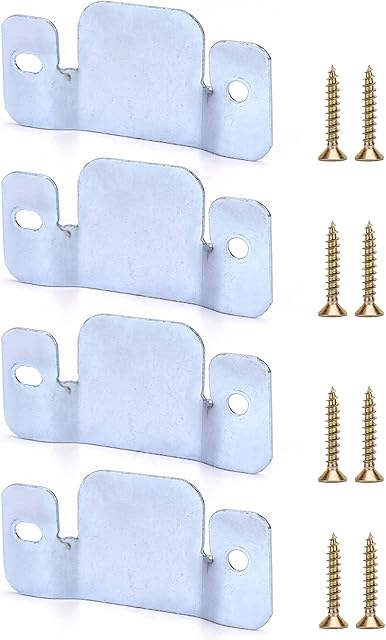 QWORK 4 Pcs Interlocking Sofa Connectors Flush Mount Brackets Galvanized Iron Couch Connector Corner Couch Bracket with Screws (96 x 46 mm)