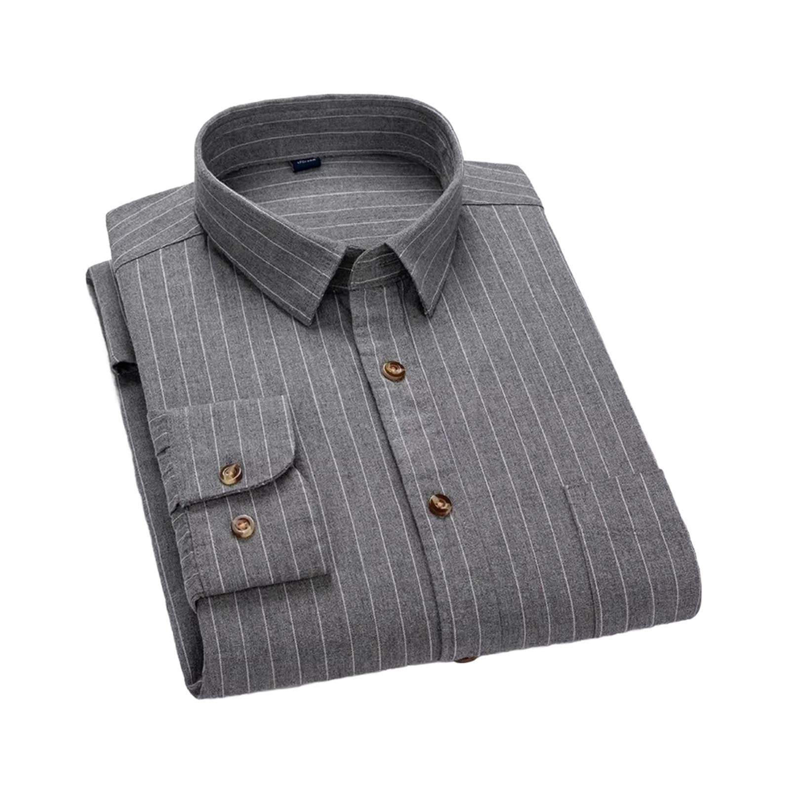 Camisas de manga larga de algodón puro para hombre, ajuste delgado, camisa formal a cuadros, casual, a rayas, ropa de oficina