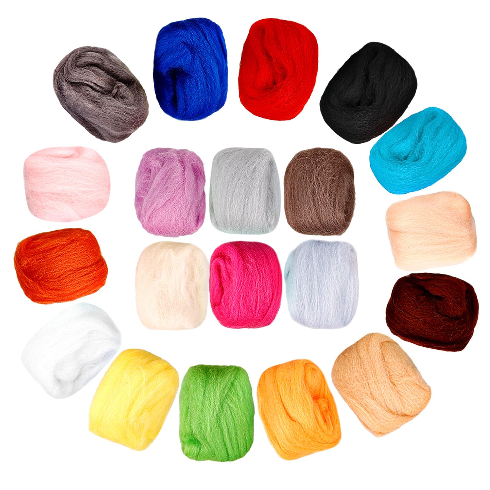 Kit de Fieltro de Lana para Aguja Material DIY para Manualidades Creativas Colores Sólidos de Lana Peinada Paquete Completo para Principiantes y Expertos