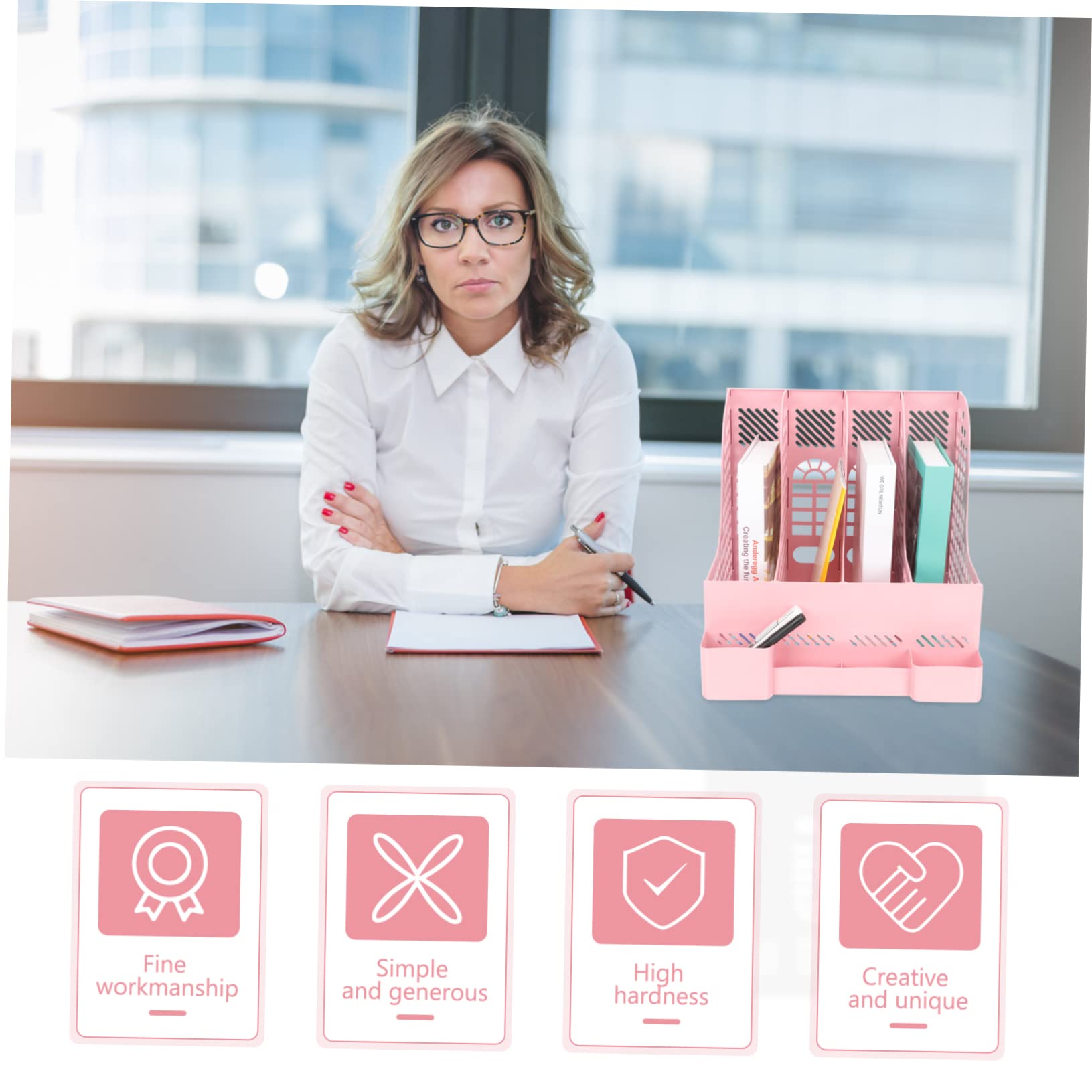 Organiseur de Fichiers Multifonctionnel en Plastique Compartiments Multiples, Pratique pour Bureau et Bibliothèque, pour Organisation Claire des Documents