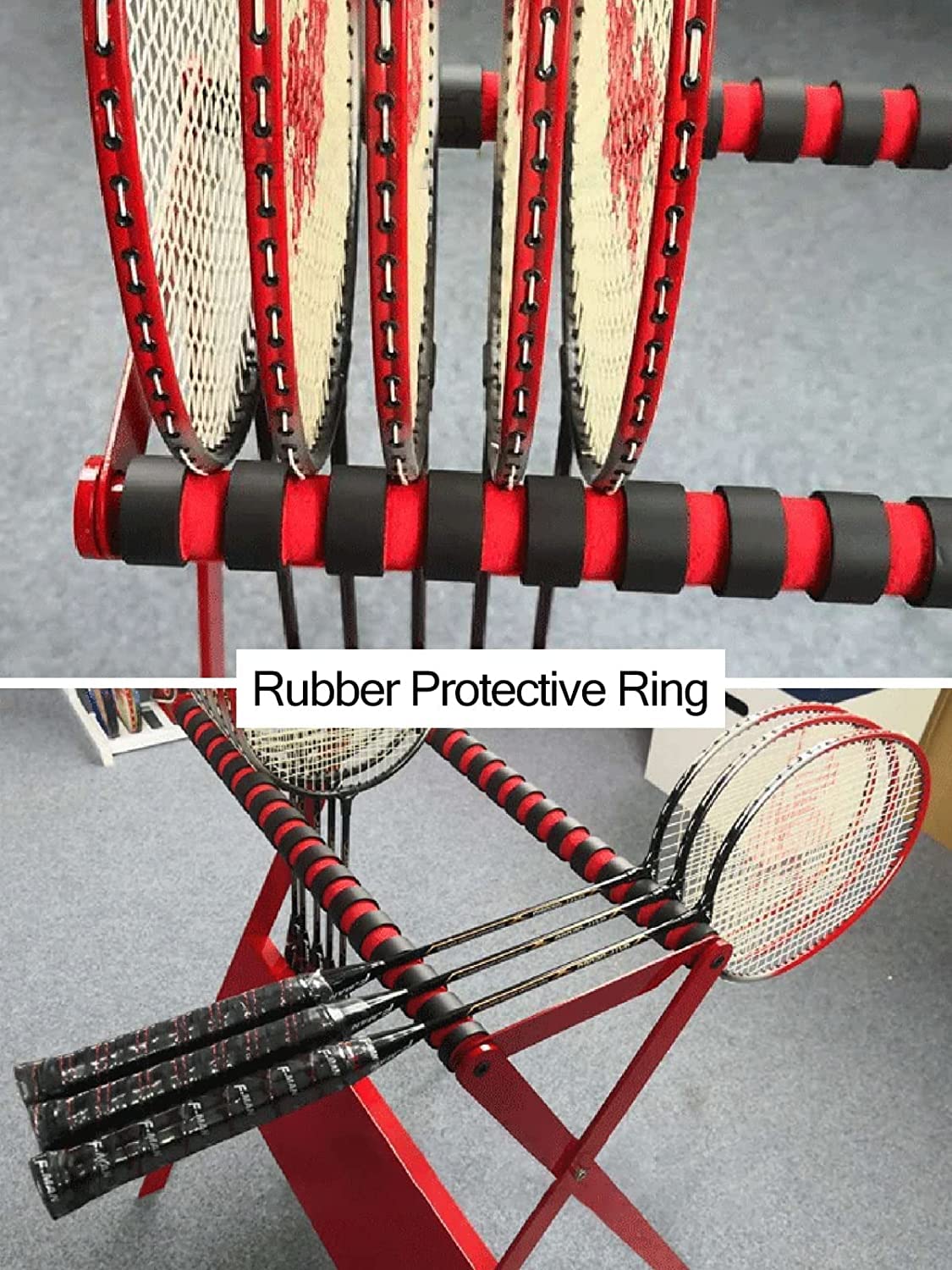 FAXIOAWA Espositore per Racchette da Tennis per 18 o 36 Racchette in Sala Giochi, Bar, Ufficio, Garage, Palestra di casa - Nero Blu Rosso Bianco Portaracchette da Badminton (Blu 100x51x64cm)